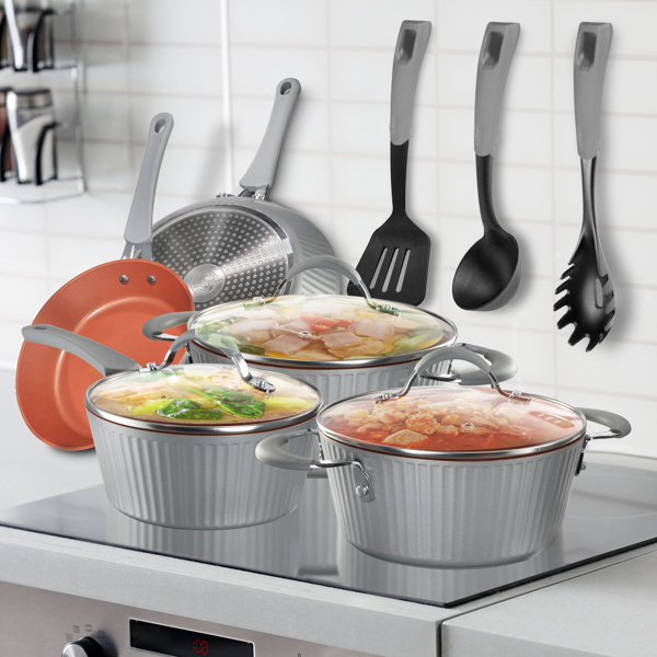 NutriChef 11 Pieces Aluminum Non Stick Cookware Set Wayfair